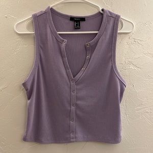 Lilac Button Detail Tank Top Large Forever 21